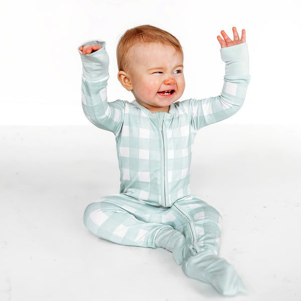 Sage Gingham Romper