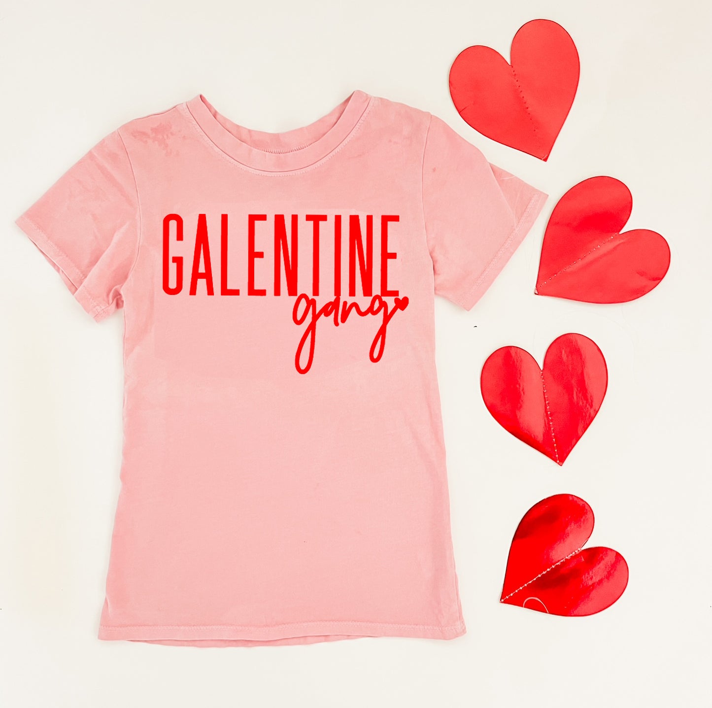 Galentine Gang kids tee in Pink