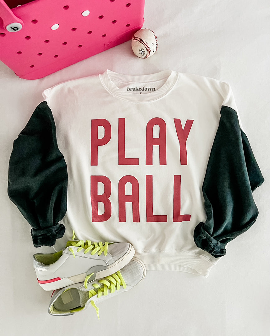 Women s Play Ball Sweatshirt Vintage Black Pink