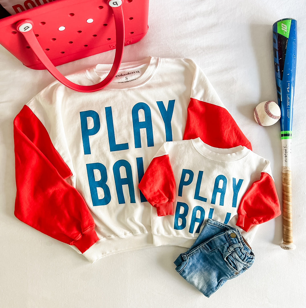 Women's Play Ball Sweatshirt Red/Blue