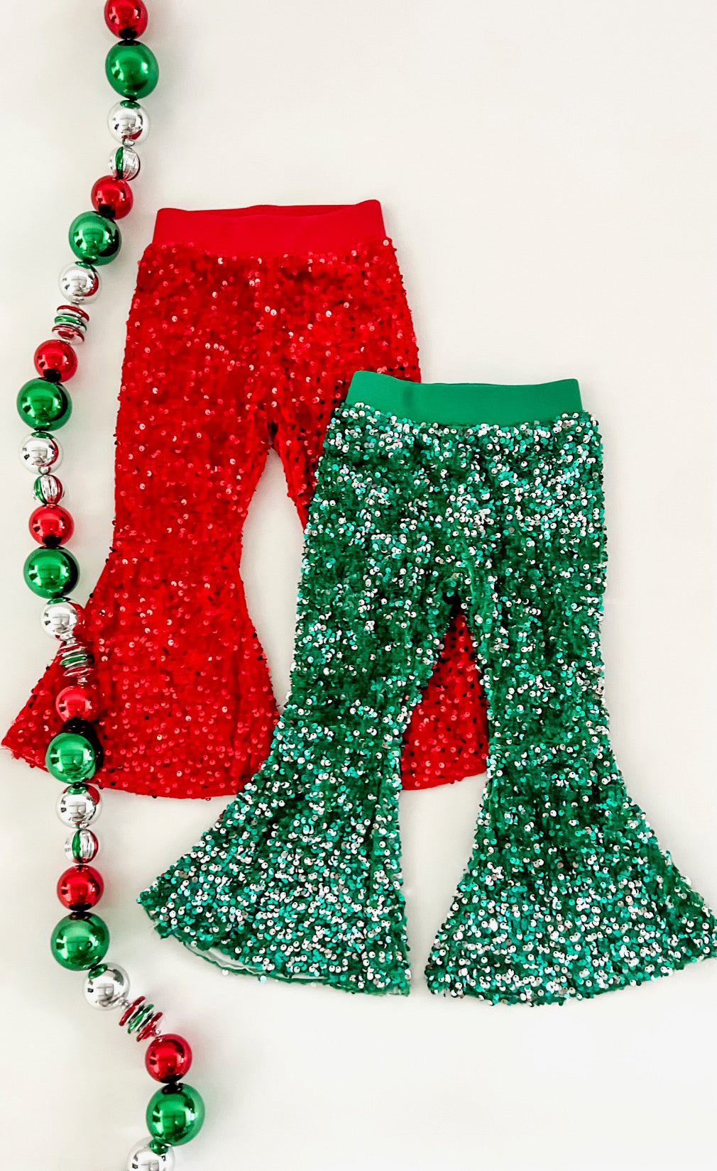 Sequin Bell Bottoms in Emerald sizes: 6mo-14yr