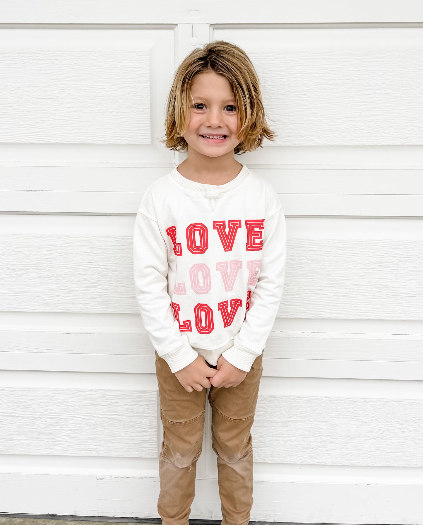 LOVE, LOVE, LOVE Sweatshirt in Coconut
