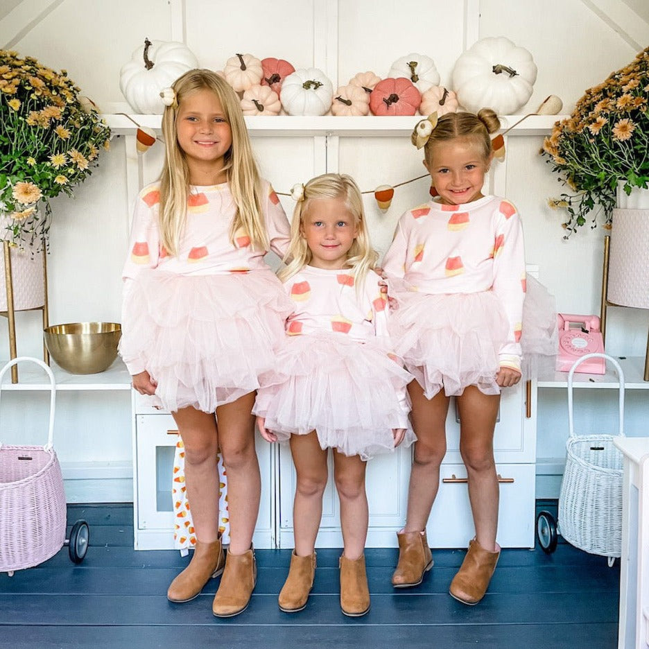 Candy Corn Sweatshirt in Light Pink