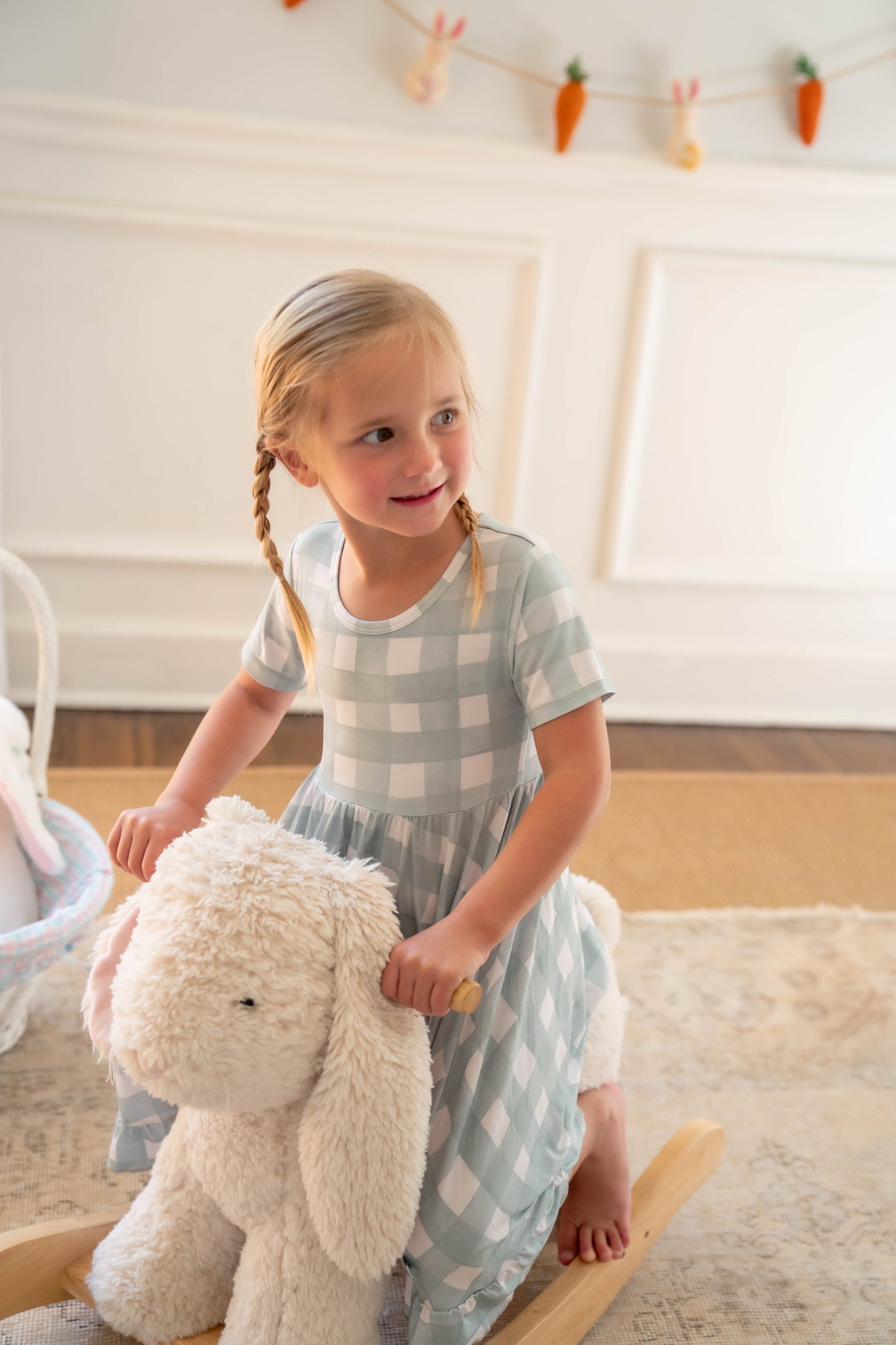 Sage Gingham Ruffle Twirl Dress