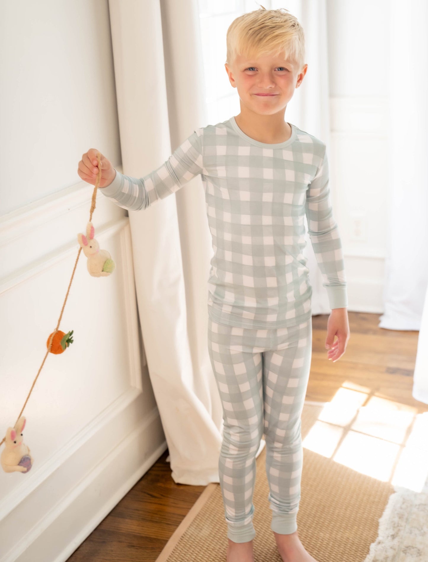 Sage Gingham 2-Piece Long Sleeve Pajamas