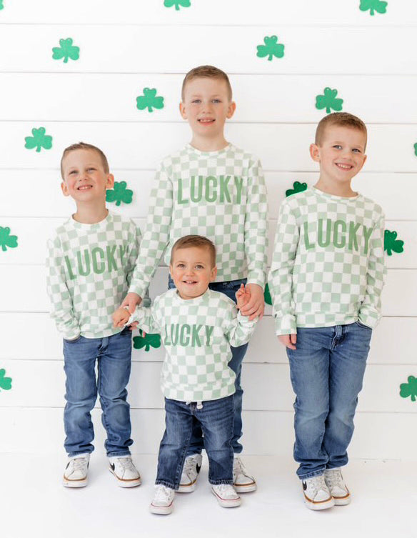 Checkered Lucky Sweatshirt in Sage
