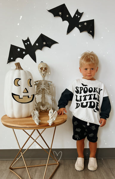 Spooky Little Dude Contrast Sleeve Sweatshirt