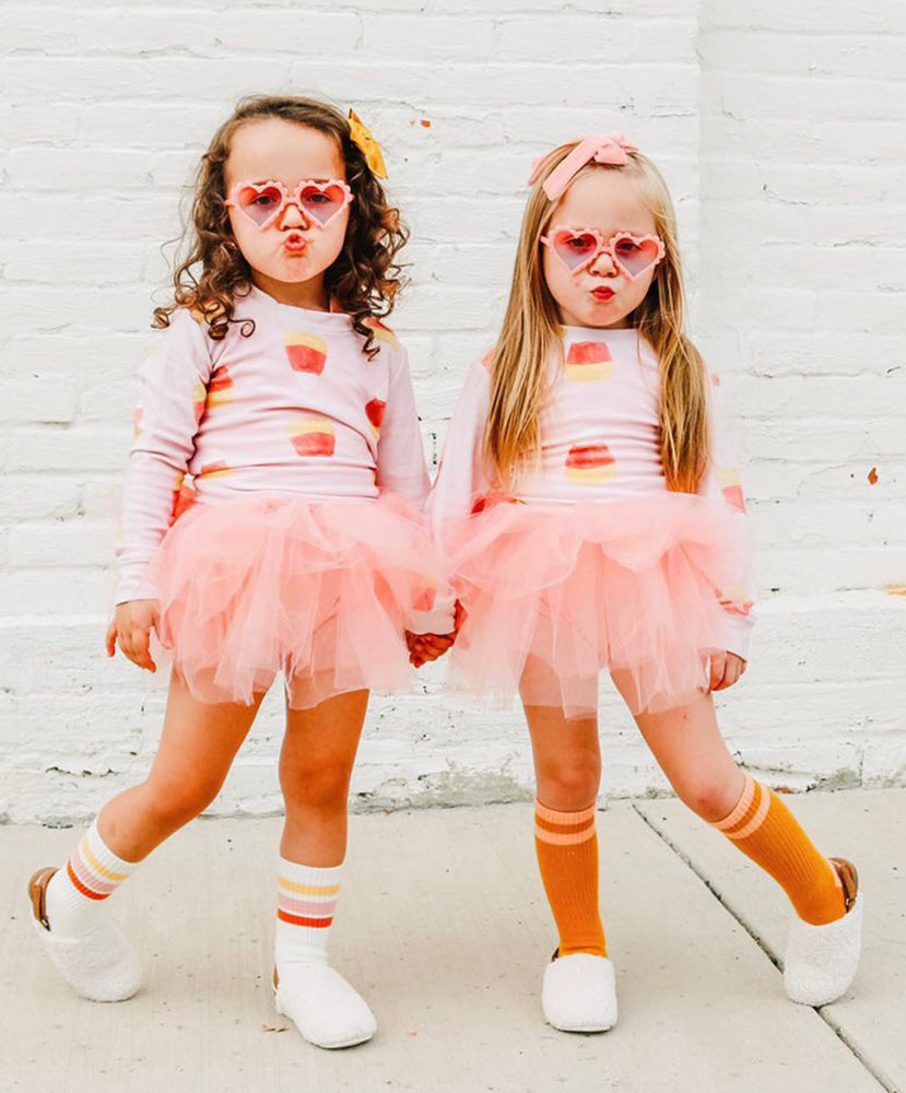 Candy Corn Sweatshirt in Light Pink