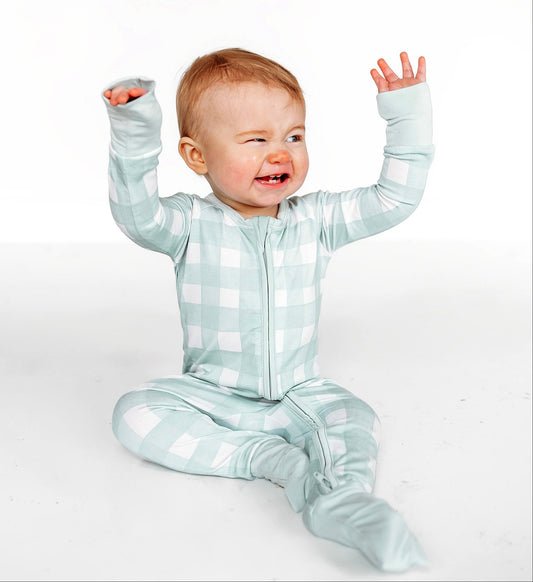 Sage Gingham Romper