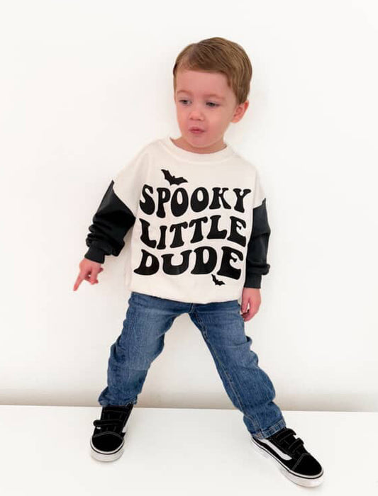 Spooky Little Dude Contrast Sleeve Sweatshirt