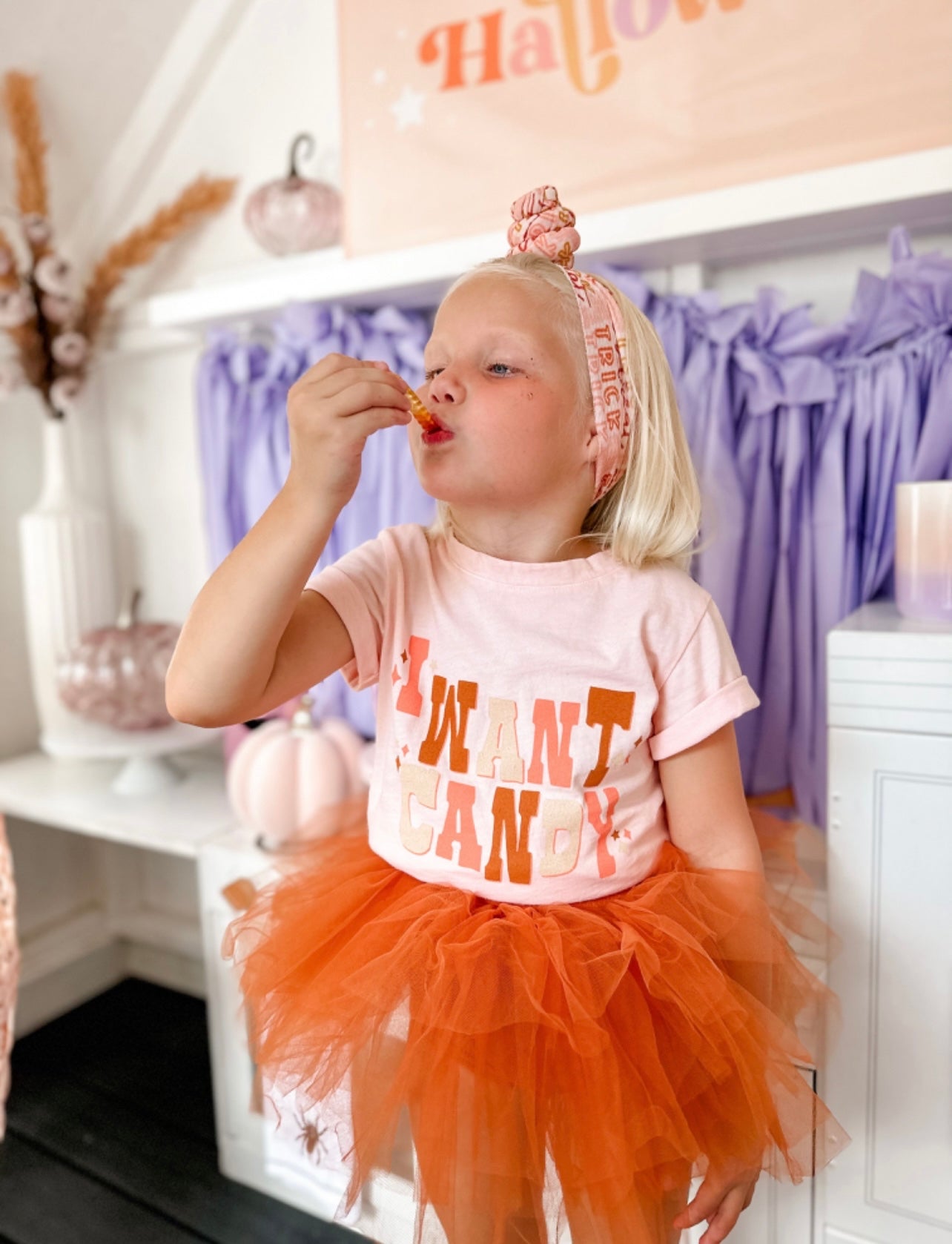 I Want Candy Tee in Peachy Pink