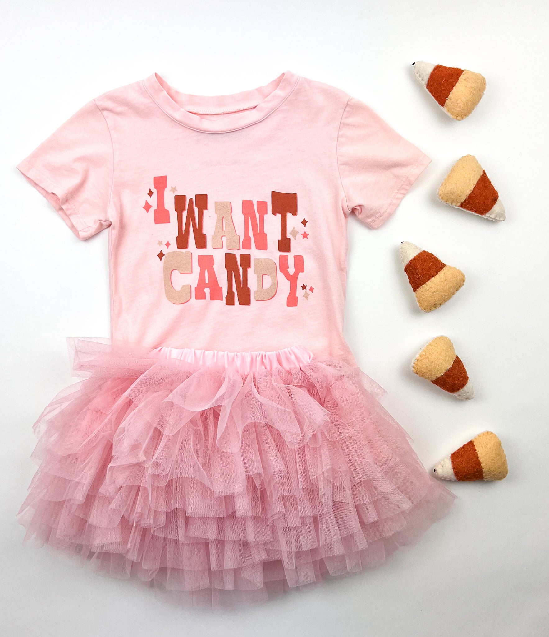I Want Candy Tee in Peachy Pink