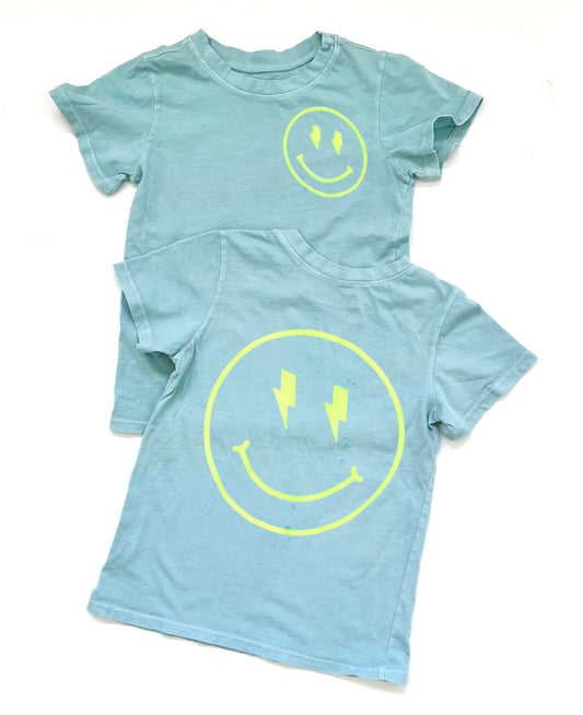 Happy Face Neon/Seafoam Tee