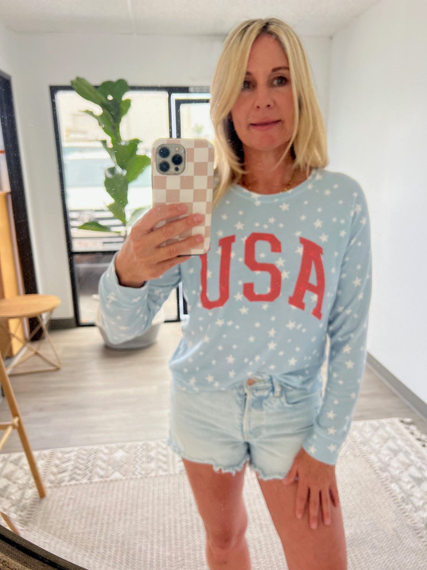 Women's Star USA Sweatshirt in Denim