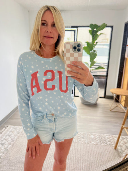 Women's Star USA Sweatshirt in Denim