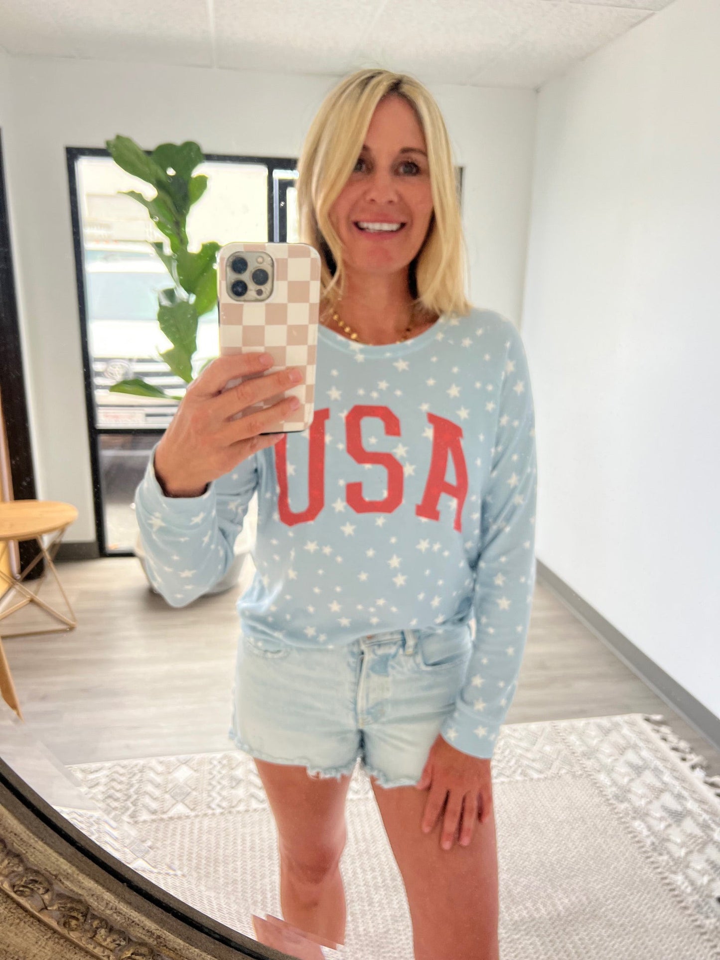 Women's Star USA Sweatshirt in Denim
