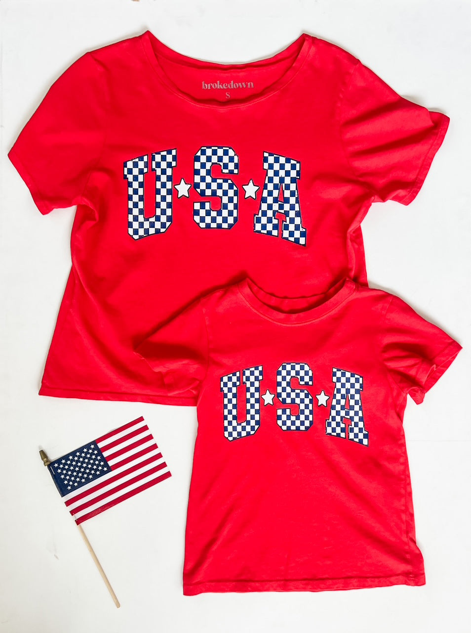 Women's USA Checkered Red Tee