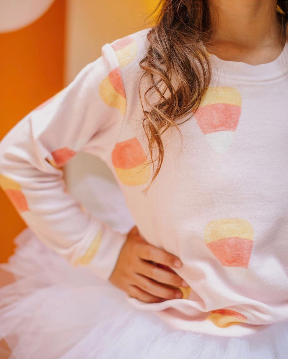Candy Corn Sweatshirt in Light Pink