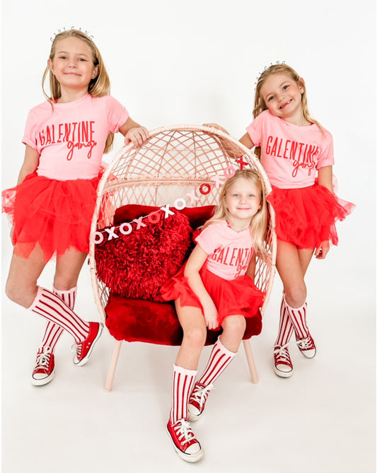 Galentine Gang kids tee in Pink