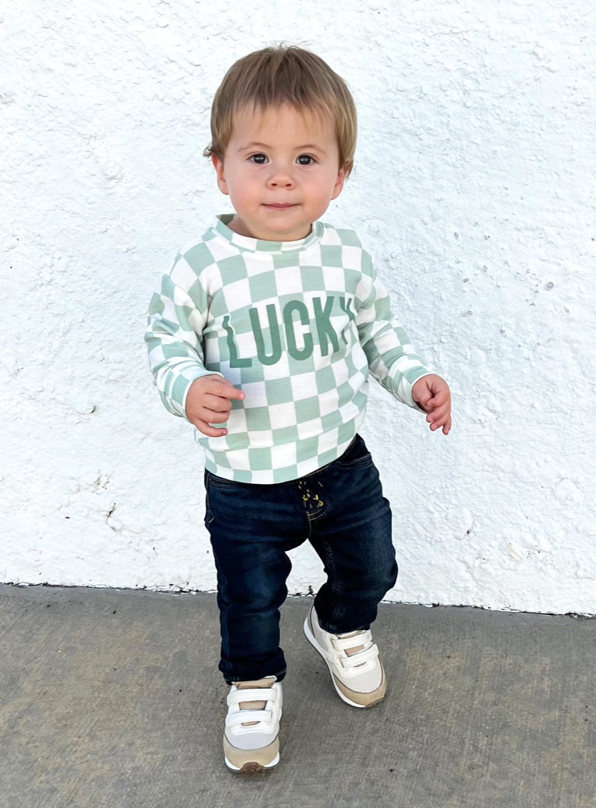 Checkered Lucky Sweatshirt in Sage