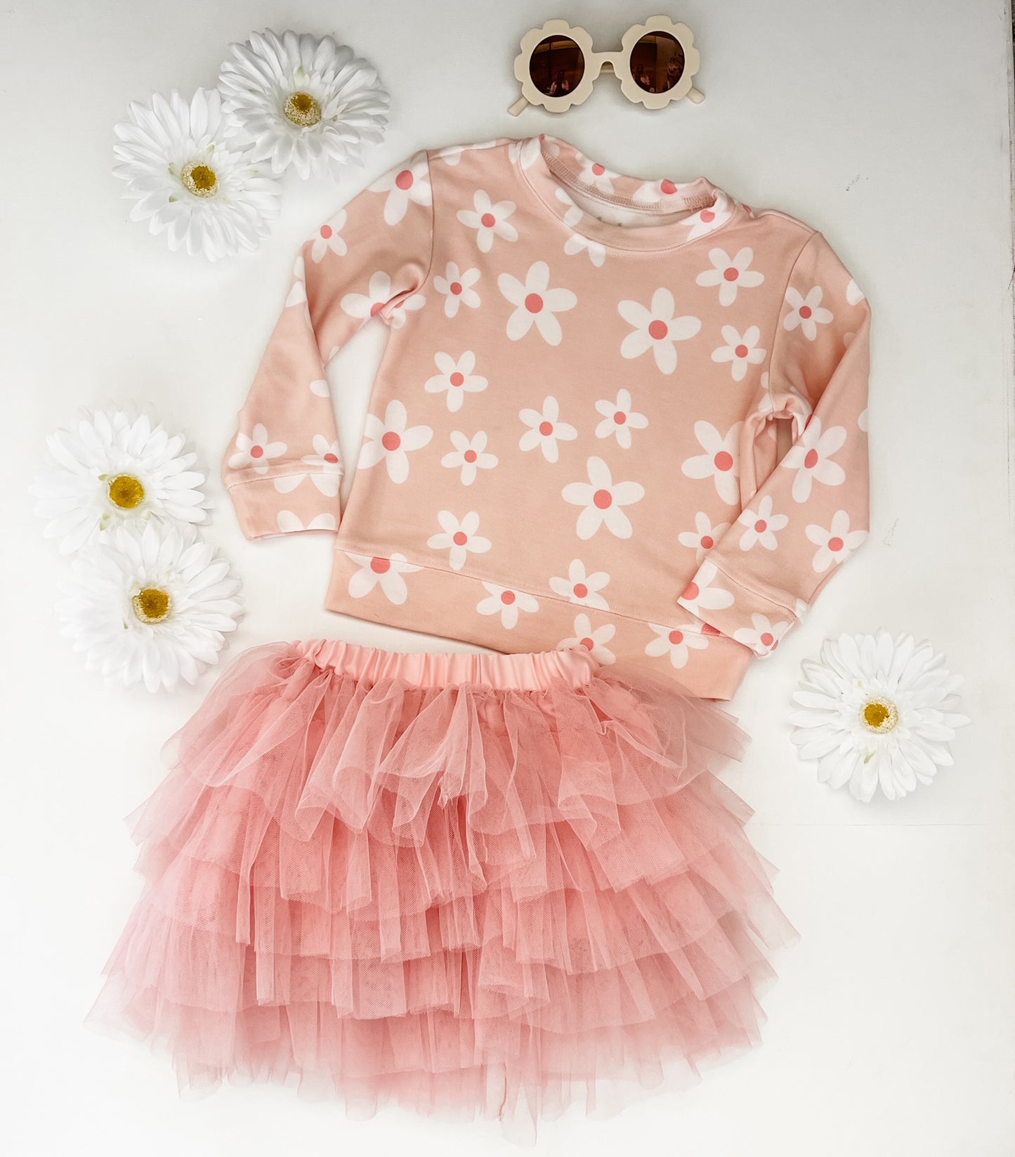 All Over Daisy Sweatshirt in Seashell