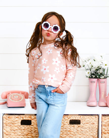 All Over Daisy Sweatshirt in Seashell
