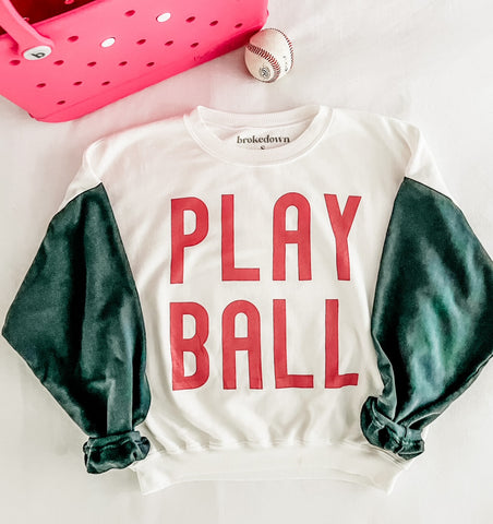 Play Ball Sweatshirt in White/Pirate kids