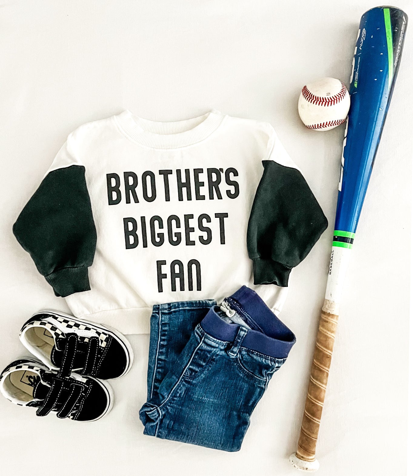 Brother's Biggest Fan Sweatshirt in White/Pirate