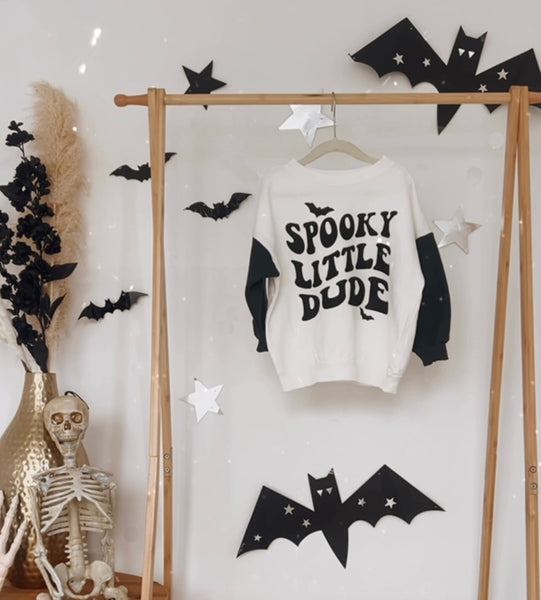 Spooky Little Dude Contrast Sleeve Sweatshirt