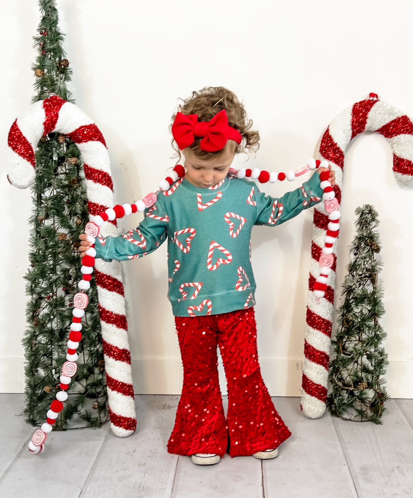 Candy Cane Heart Sweatshirt in Emerald