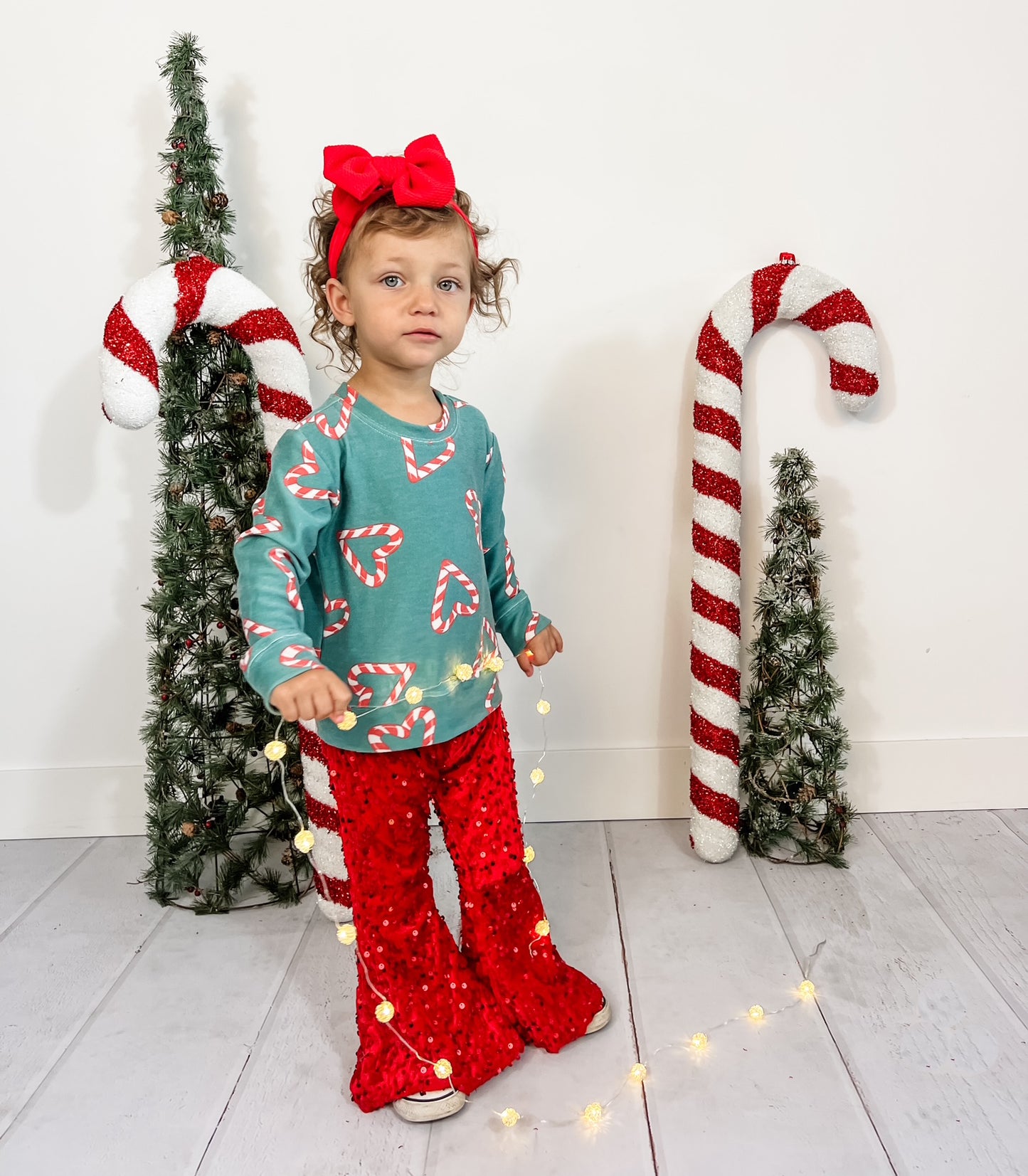 Candy Cane Heart Sweatshirt in Emerald