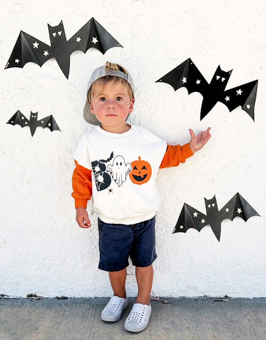 BOO kids contrast sleeve sweatshirt