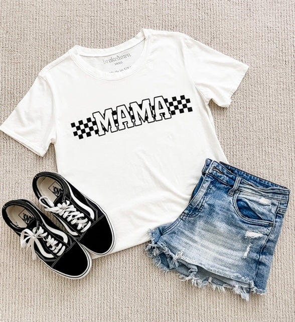 MAMA Checkered Tee in Coconut
