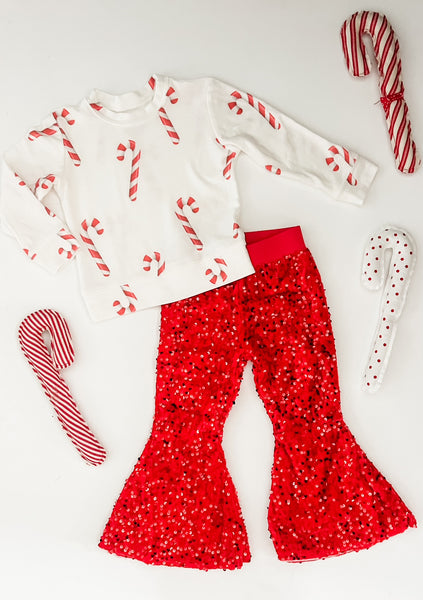 Sequin Bell Bottoms in Red size 6mo-14yr