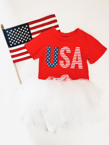 USA Kids Tee in Vintage Red
