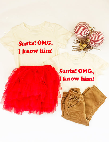 Santa! OMG, I know him tee in Cream