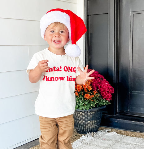 Santa! OMG, I know him tee in Cream