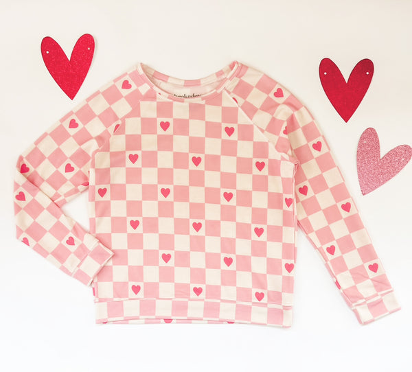 Checkered Women's Heart Sweatshirt