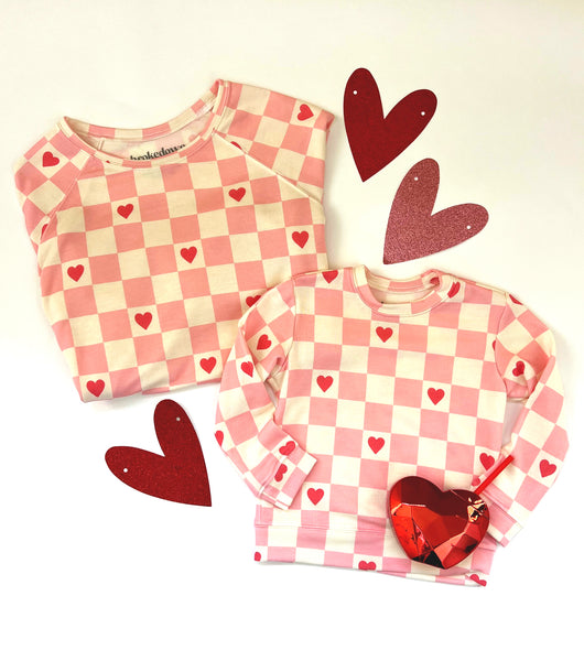 Checkered Women's Heart Sweatshirt