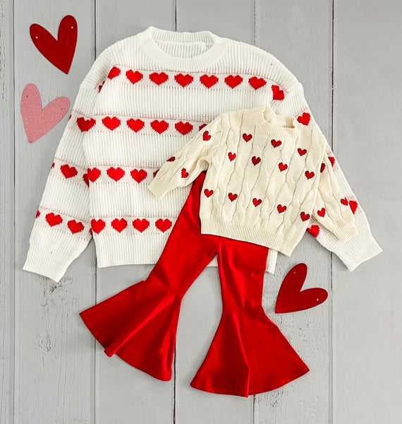 Heart Sweater in Off White