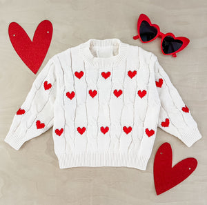 Heart Sweater in Off White