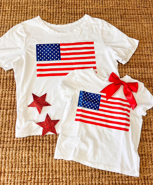 Short Sleeve Kids American Flag Tee
