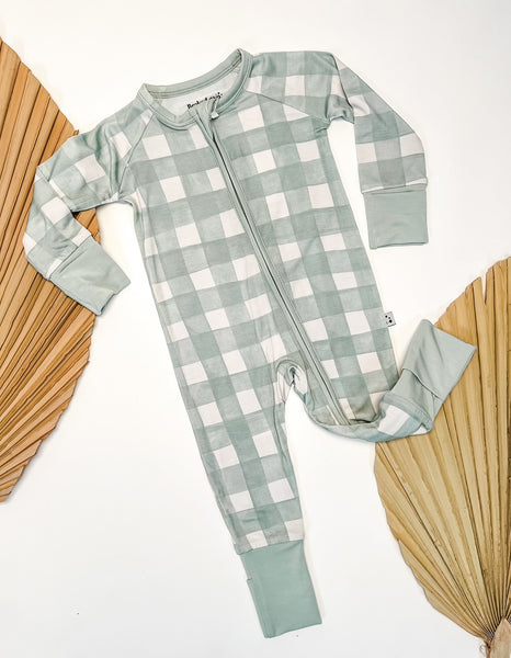 Sage Gingham Romper