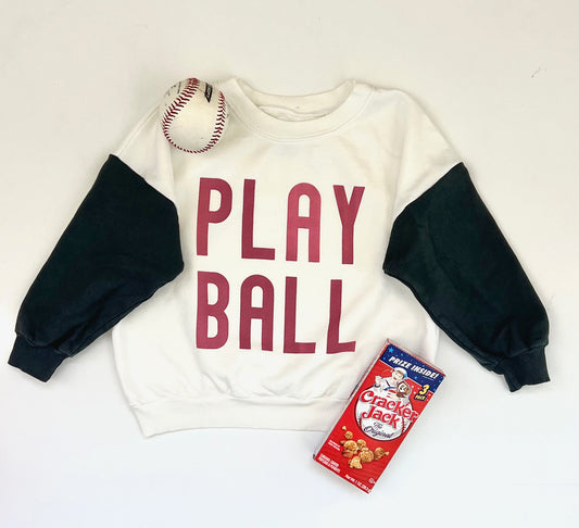 Play Ball Sweatshirt in White/black kids
