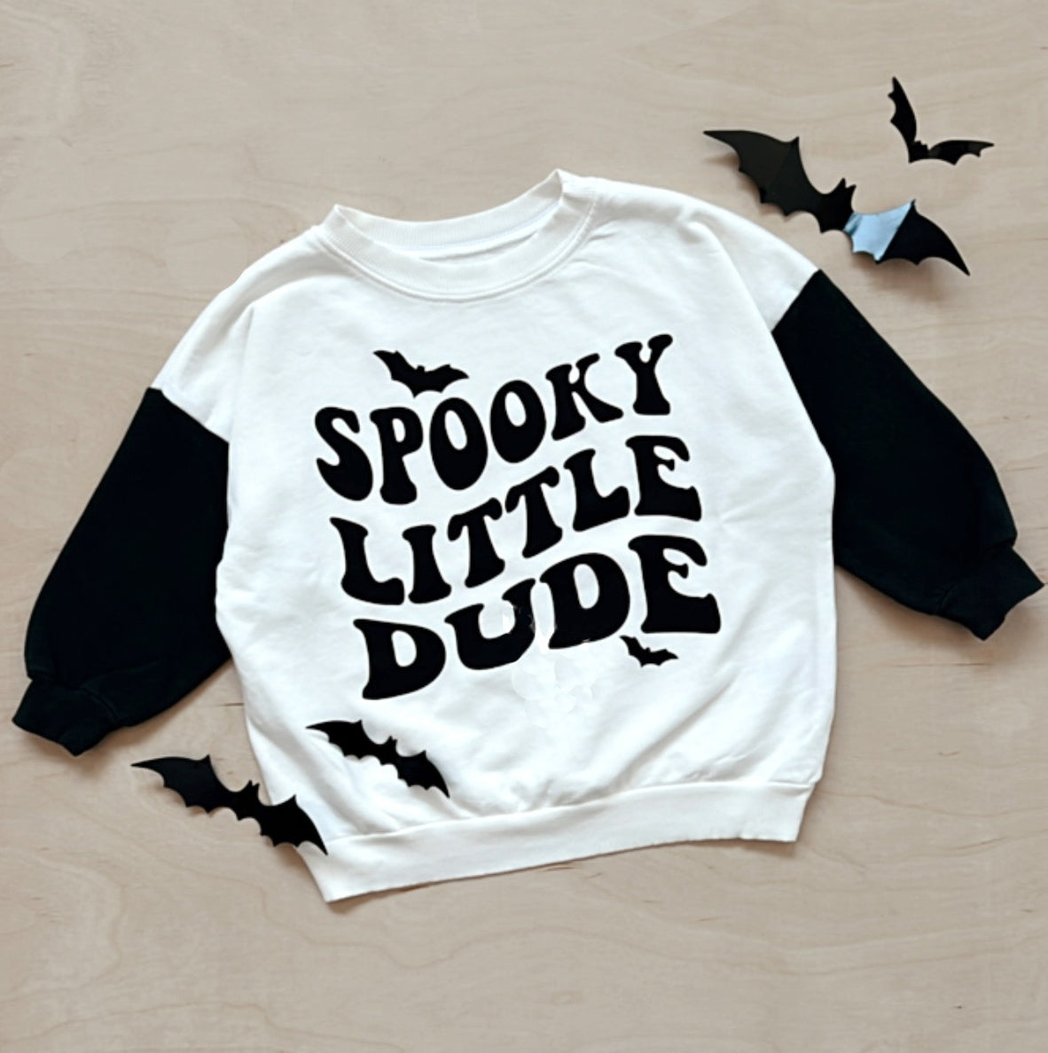 Spooky Little Dude Contrast Sleeve Sweatshirt