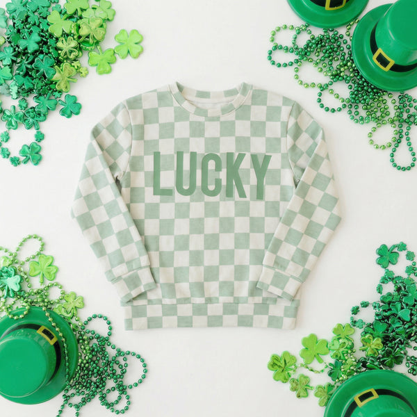 Checkered Lucky Sweatshirt in Sage