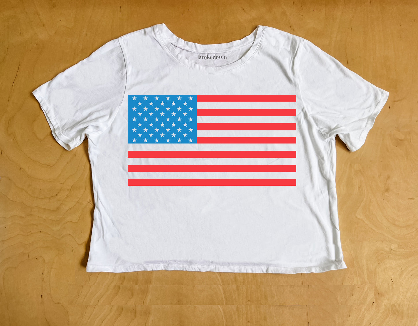 Boxy American Flag Tee in White