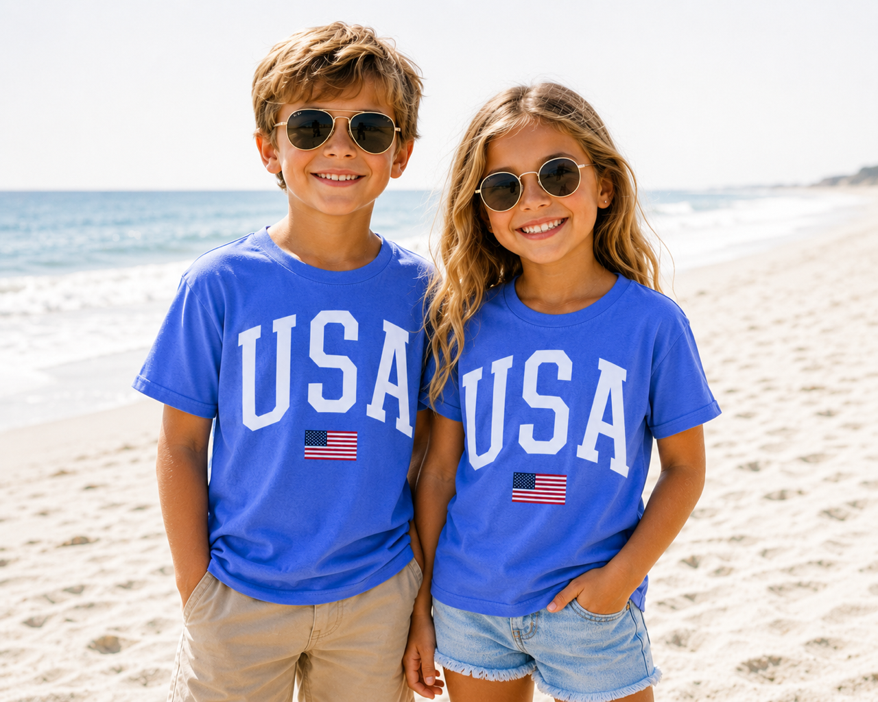 USA Boxy Tee in Periwinkle