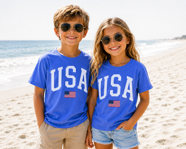 USA Boxy Tee in Periwinkle