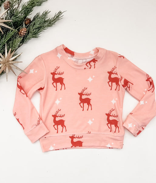 Reindeer Sweatshirt in Peach